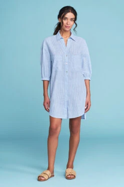 Stripe Long Line Shirt 7 Stripe Long Line Shirt -Blue Illusion STRIPELONGLINESHIRT2945edit