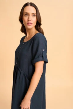 Button Detail Linen Dress 12 Button Detail Linen Dress -Blue Illusion SUMMERBASICS BUTTONDETIALLINENDRESS252 1001