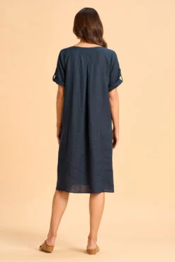 Button Detail Linen Dress 11 Button Detail Linen Dress -Blue Illusion SUMMERBASICS BUTTONDETIALLINENDRESS252 1009
