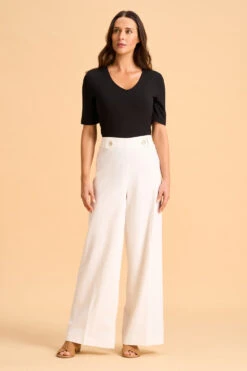 Full Length Waist Tab Linen Pant