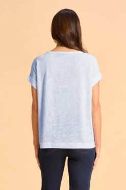 Linen Mix Top -Blue Illusion SUMMERBASICS LINENMIXTOP000 0373 BLUE LT