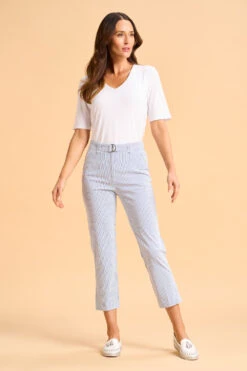 Seersucker Stripe Capri Pant