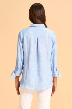 Tie Sleeve Linen Shirt -Blue Illusion SUMMERBASICS TIESLEEVELINENSHIRT2411 0572