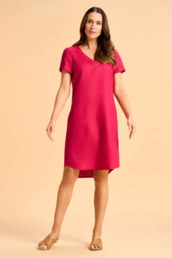 V-Neck Linen Dress -Blue Illusion SUMMERBASICS VNECKLINENDRESS757 0912