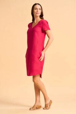 V-Neck Linen Dress -Blue Illusion SUMMERBASICS VNECKLINENDRESS757 0927