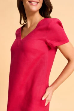 V-Neck Linen Dress -Blue Illusion SUMMERBASICS VNECKLINENDRESS757 0967