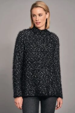 Textured Feather Yarn Jumper -Blue Illusion TEXTUREDFEATHERYARNJUMPER7309523edit