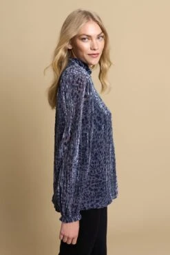 Velvet Burnout Blouse -Blue Illusion UNSHOTEXTRAS VELVETBURNOUTBLOUSE7005editnew