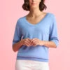 Half Sleeve Wool Knit Top -Blue Illusion URGENT 8AHALFSLEEVETOP 5131
