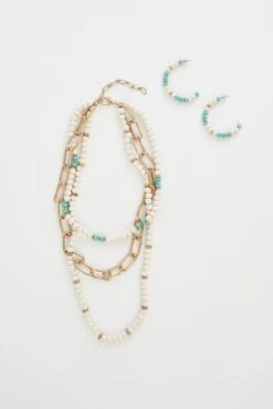 Beaded Multi Chain Necklace 7 Beaded Multi Chain Necklace -Blue Illusion bie com13.101193