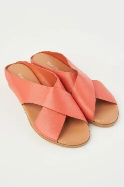 Harli Coral Cross Strap Flat
