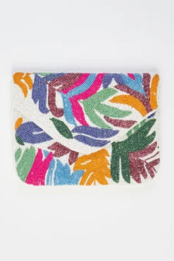 Palm Leaf Beaded Clutch