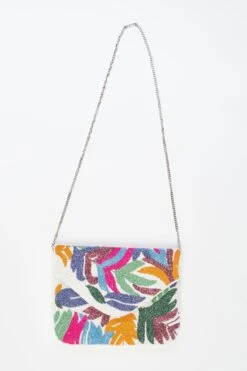 Palm Leaf Beaded Clutch -Blue Illusion bie com13.101603