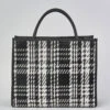 Black White Tweed Tote