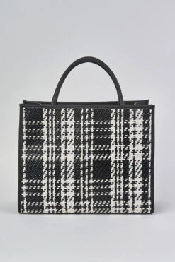 Black White Tweed Tote