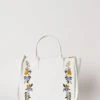 Floral Embroidery Leather Tote