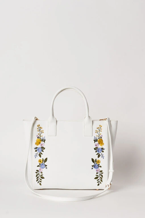 Floral Embroidery Leather Tote -Blue Illusion floralembleathertote00002 edit