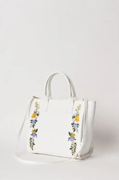 Floral Embroidery Leather Tote -Blue Illusion floralembleathertote00003 edit