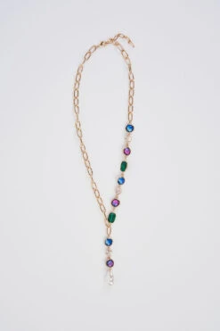 Glass Stone And Pearl Necklace