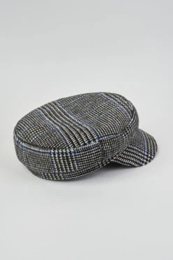 Houndstooth Baker Boy Cap -Blue Illusion houndstooth00005 edit
