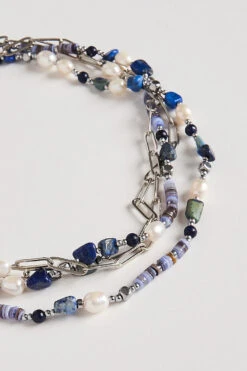 Multi Bead Chain Necklace -Blue Illusion multibeadchainnl2984 edit