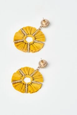 Mustard Fray Earrings -Blue Illusion mustardstrawearrings00002