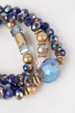 Painterly Glass Bead Bracelet Set -Blue Illusion painterlybraceletset00004