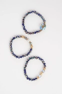 Painterly Glass Bead Bracelet Set -Blue Illusion painterlybraceletset00005