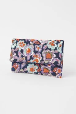 Painterly Flower Embroidered Clutch -Blue Illusion painterlyclutch00003