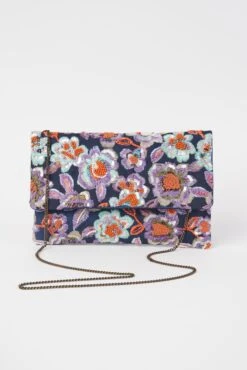 Painterly Flower Embroidered Clutch