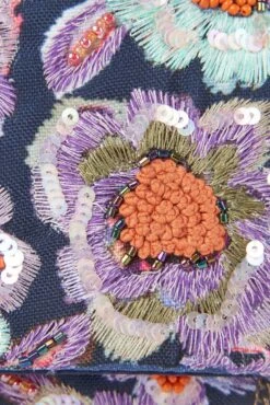Painterly Flower Embroidered Clutch -Blue Illusion painterlyclutch00006