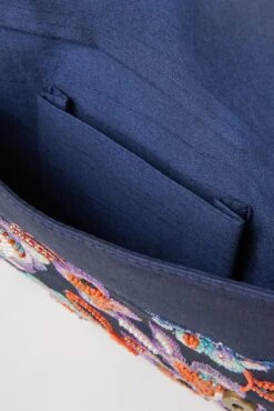 Painterly Flower Embroidered Clutch -Blue Illusion painterlyclutch00007