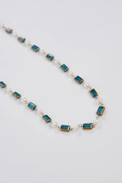 Pearl And Stone Necklace -Blue Illusion pearlandstonenl00002 2
