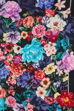 Romantic Floral Silk Scarf -Blue Illusion romanticfloral00001 2