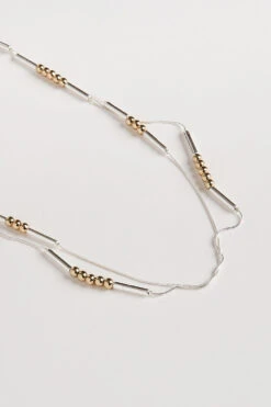 Silver & Gold Layered Necklace 7 Silver & Gold Layered Necklace -Blue Illusion silverandgoldlayerednl3018 edit