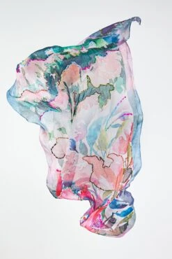 Winter Watercolour Embroidered Scarf